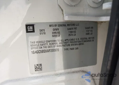 2010 Buick Lacrosse Cxl from USA, damaged, VIN 1G4GC5EGXAF200970